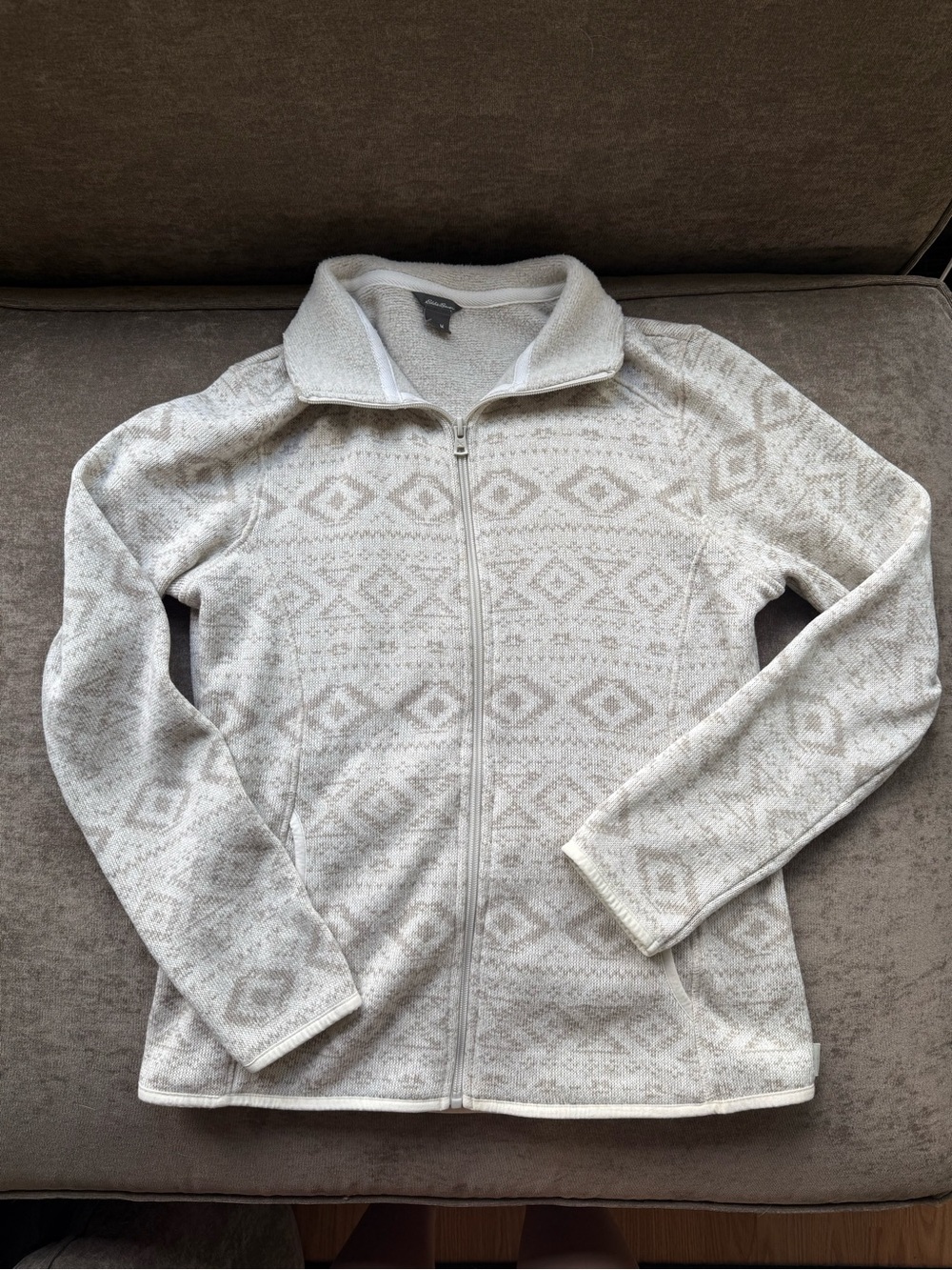 Eddie Bauer Light Grey Zip-Up Fleece Jacket